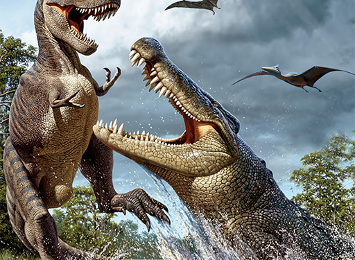 بقايا ديناصور في معدة تمساح ضخم