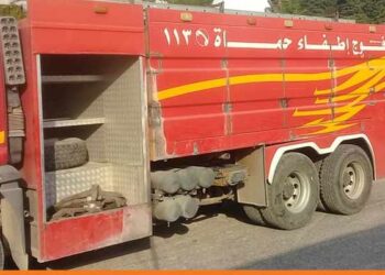 وفاة مواطن وإصابة آخر بالاختناق جراء حريق في مستودع اسفنج بمدينة حماة