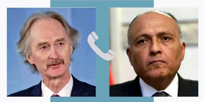 شكري وبيدرسون يبحثان هاتفياً سبل حل الأزمة في سورية